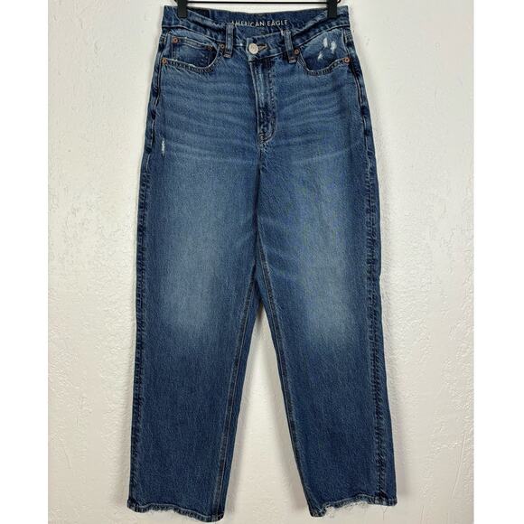 American Eagle Cross Waist Curvy 90's Straight Jean Stretch Size 6 Short - Picture 1 of 6